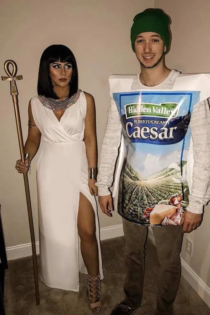 Cleopatra and Caesar salad pun couples Halloween costume