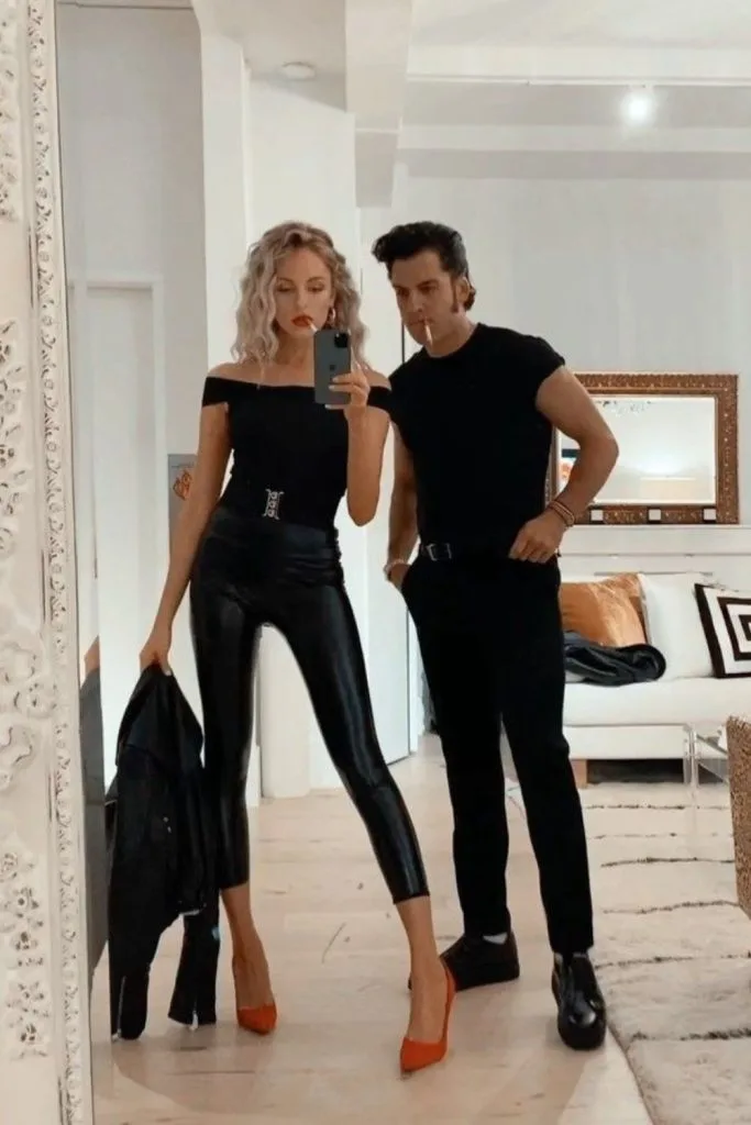 Danny and Sandy all black couples Halloween costume from Grease