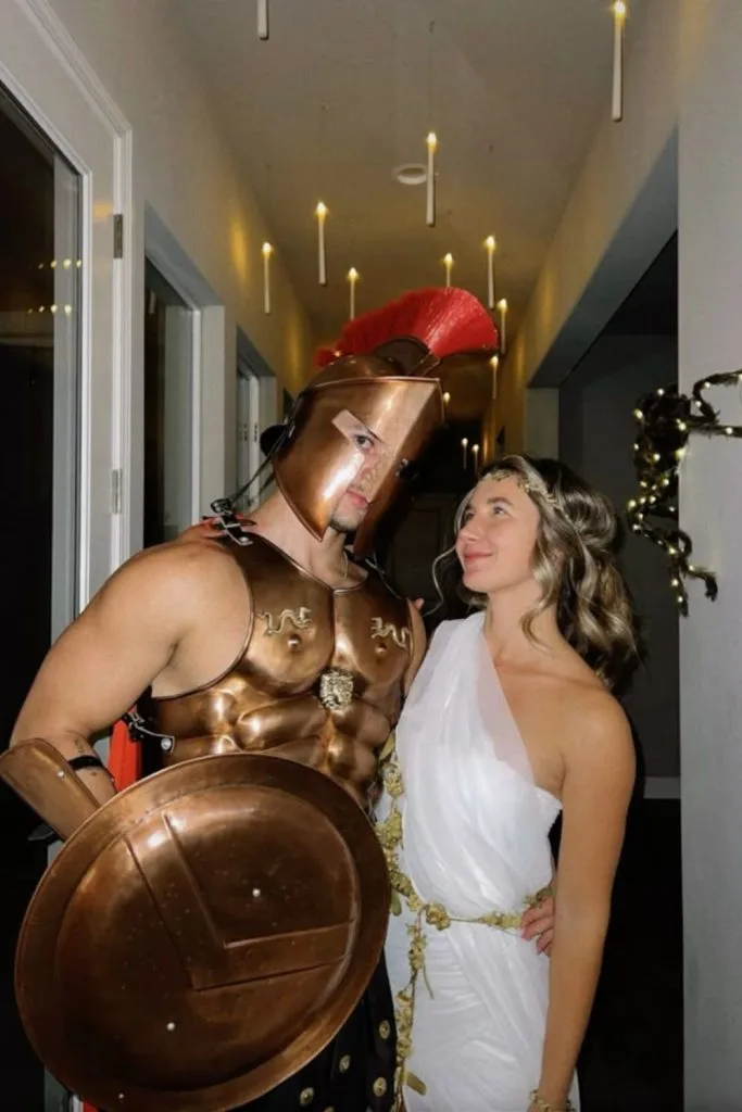 Roman gladiator and Greek goddess couples Halloween costume