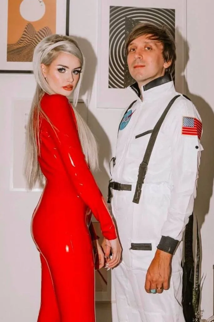 Britney Spears Oops I Did It Again couples Halloween costume with red catsuit
