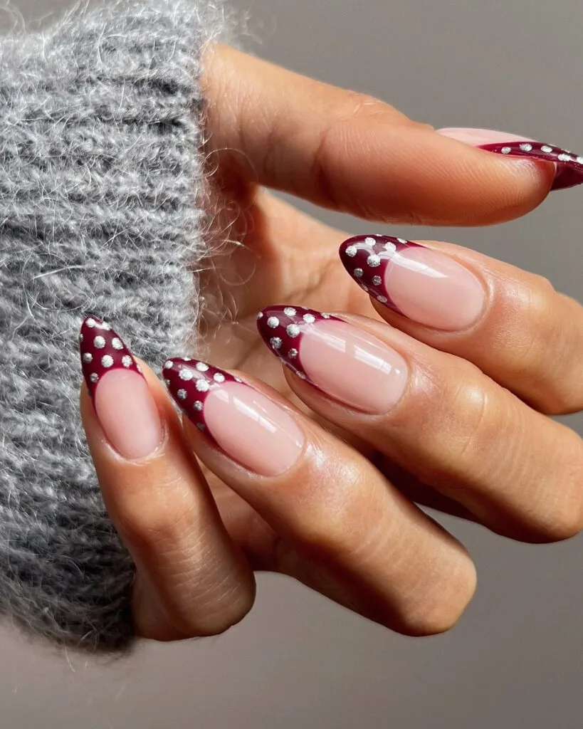 Burgundy Polka Dot French